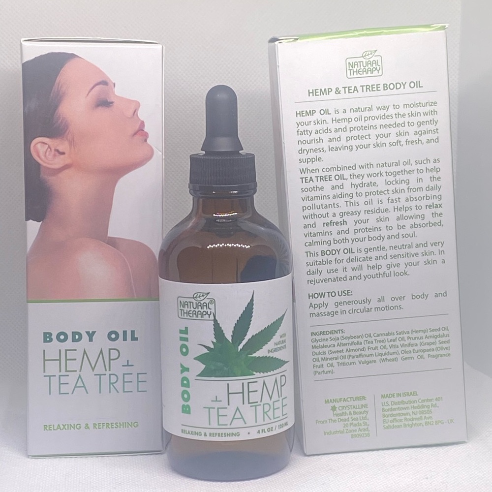 Lot of 2  Natural Therapy HEMP & Tea Tree Body Oil 4 fl. oz